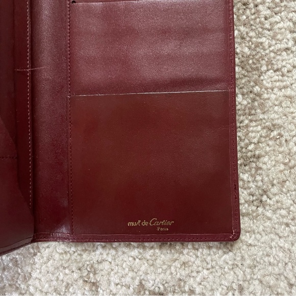 💯 CARTIER Burgundy Leather Wallet - Picture 4 of 14